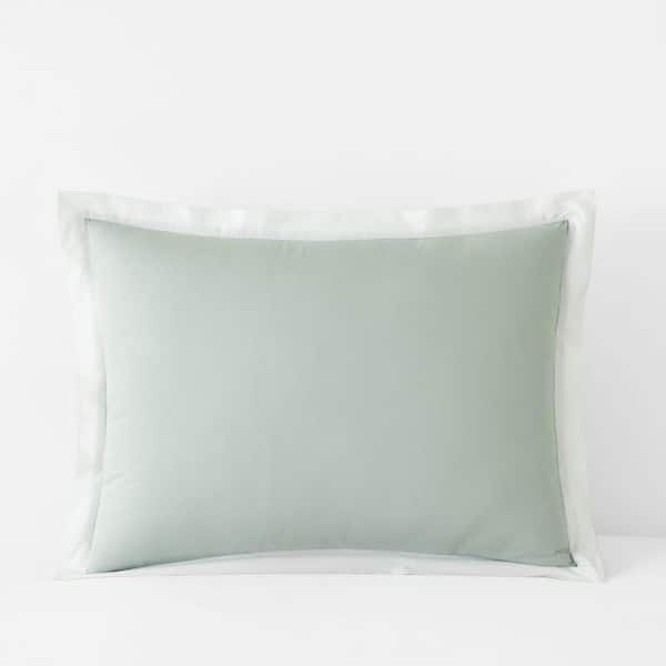 The Company Store Company Cotton Solid Border Trim Sea Mist Cotton Standard Sham