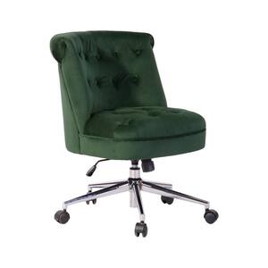 Mid-back Dark Green Fabric Swivel Office Task Chair with Adjustable Height