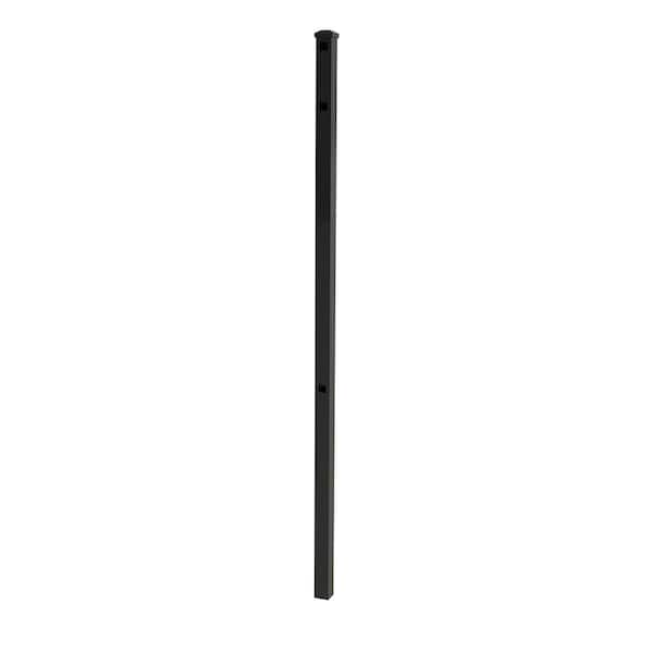 FORGERIGHT Vinings 2 in. x 2 in. x 6 ft. Black Aluminum Fence End/Gate Post with Flat Cap