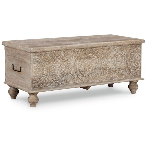 Fossil Ridge Beige Wood Dining Bench Without Back 43.5 in.