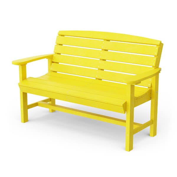 Wildridge Classic Lemon Yellow HDPE Plastic Outdoor Bench