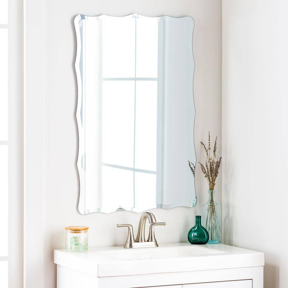Rectangular Frameless Beveled Wall Mirror 36" x 24"