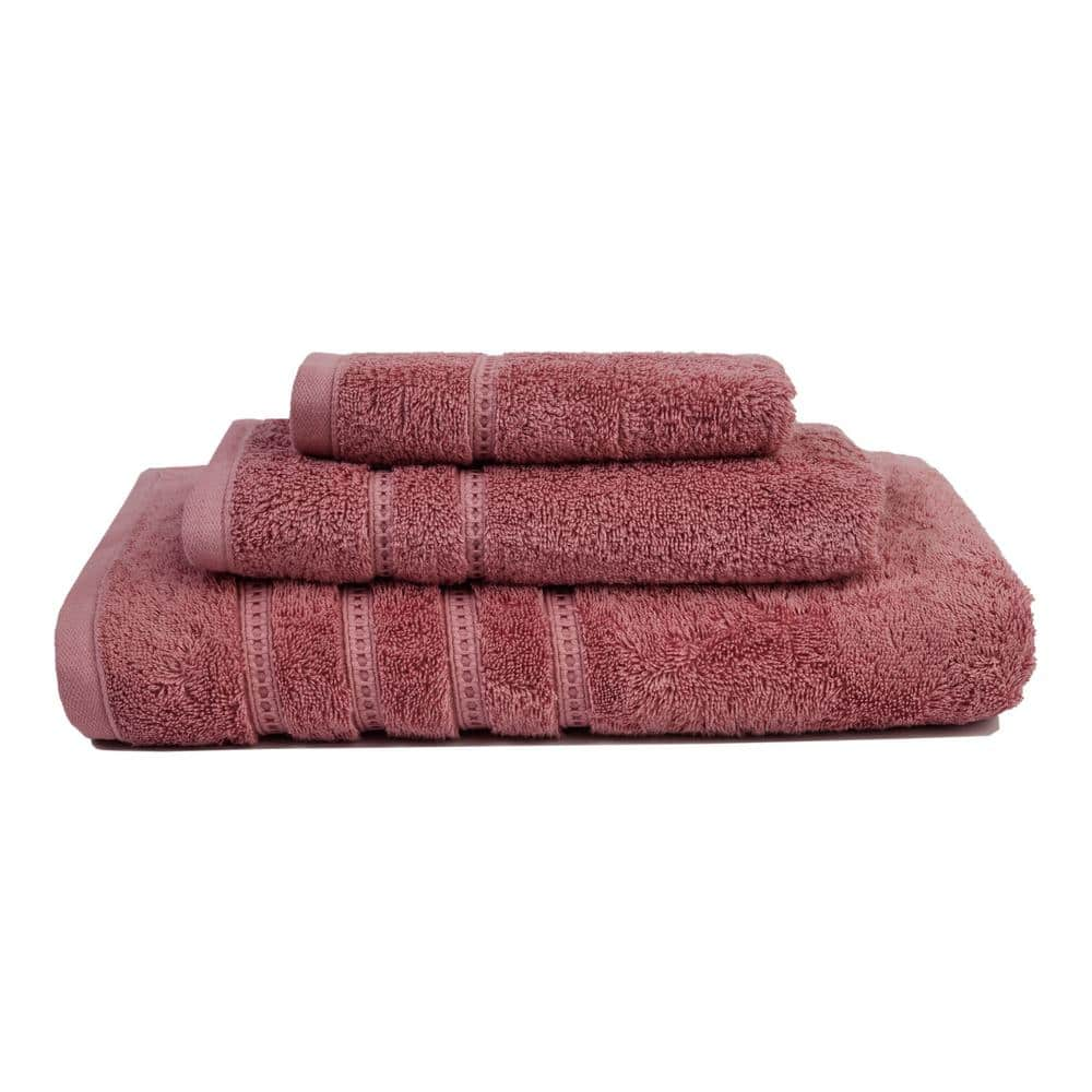 Lintex Resort 3-Piece Blush Solid 100% Turkish Cotton Bath Towel Set ...