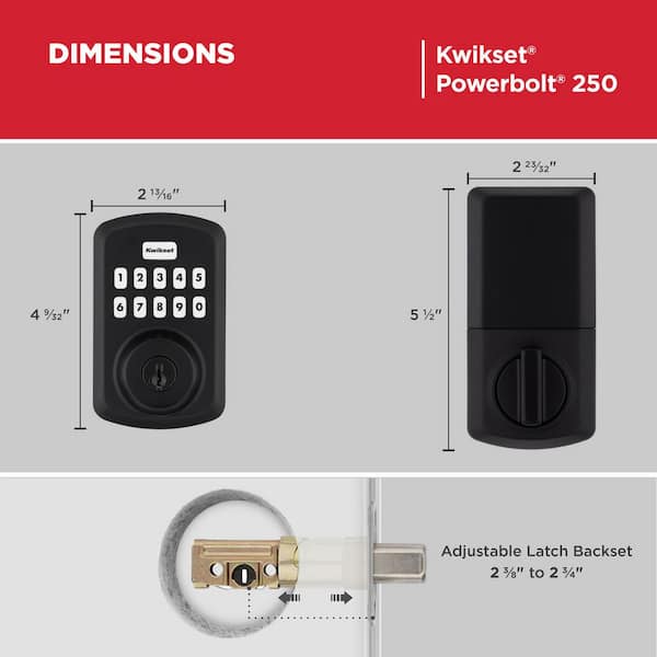 Powerbolt 250 10-Button Keypad Matte Black Transitional Electronic Deadbolt Door Lock