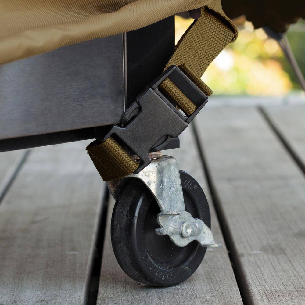 Tan and Brown Water-Resistant BBQ Grill Cover with Handles