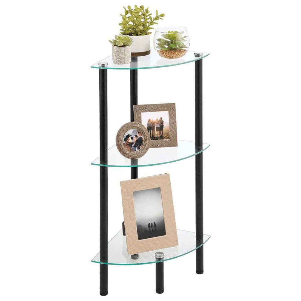 Dracelo 11.8 in. W x 5.8 in. D x 16.6 in. H 3 Tier Black Bathroom Organizer Countertop Shelf