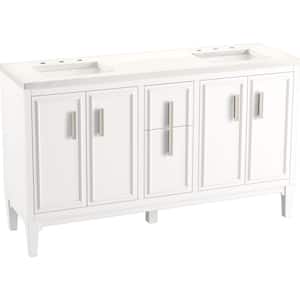 Southerk 60 in. W x 18 in. D x 36 in. H Double Sink Freestanding Bath Vanity in White with Quartz Top