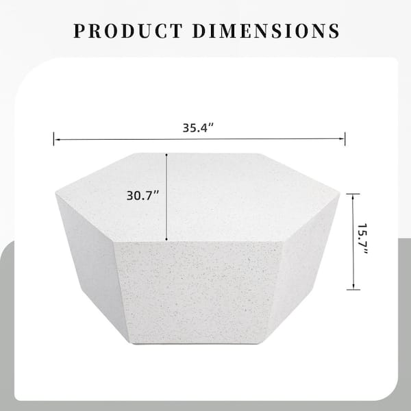 35 in. Outdoor Off-White Hexagonal Magnesium Oxide Coffee Table, Side Table