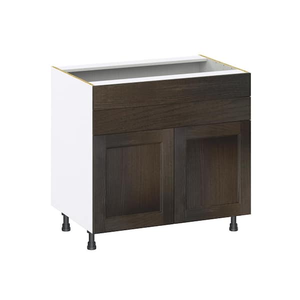 Georgetown 36 in. W x 24 in. D x 34.5 in. H Assembled Cooktop Base Kitchen Cabinet in Chestnut with 2-Drawers
