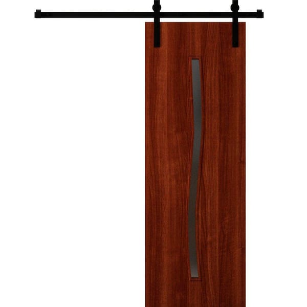 3012 32 in. x 80 in. Sold Core Walnut Franko Color Wood Sliding Barn Door with Hardware Kit