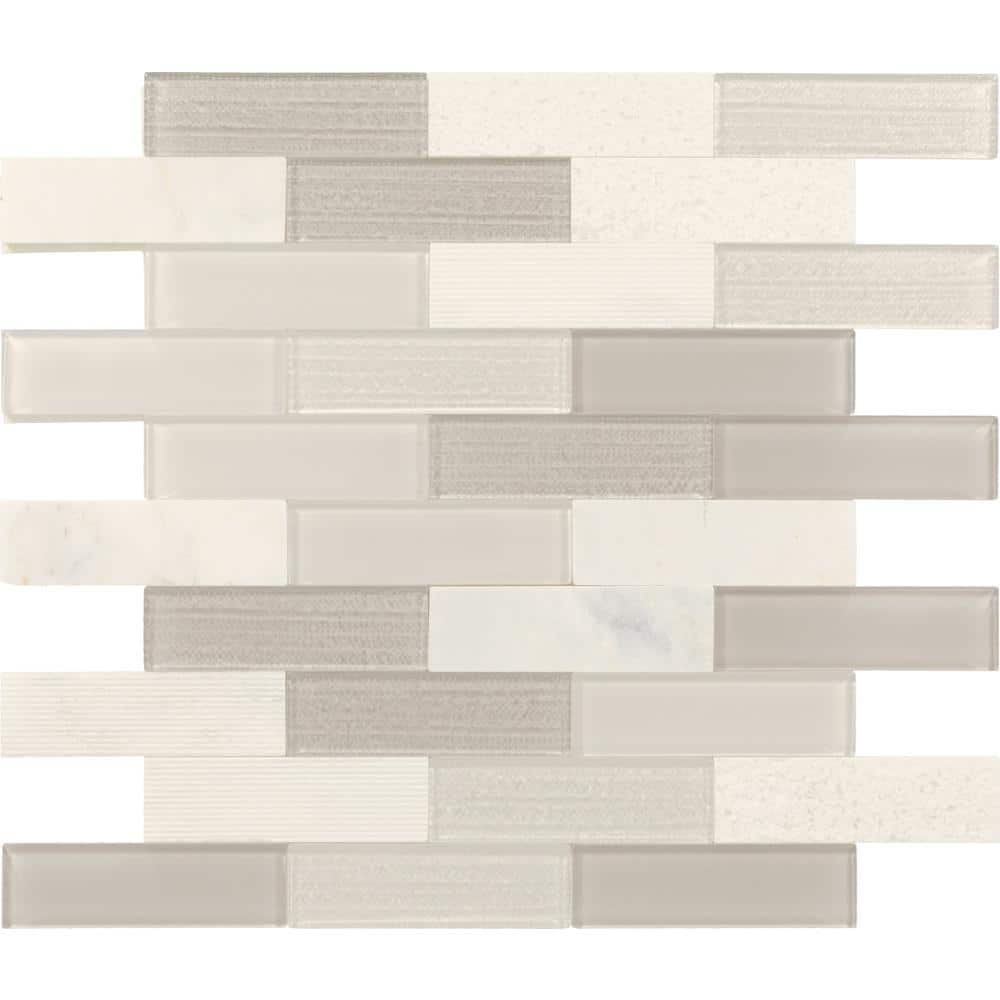 Daphne White Glass and Marble Peel and Stick Mosaic Tile