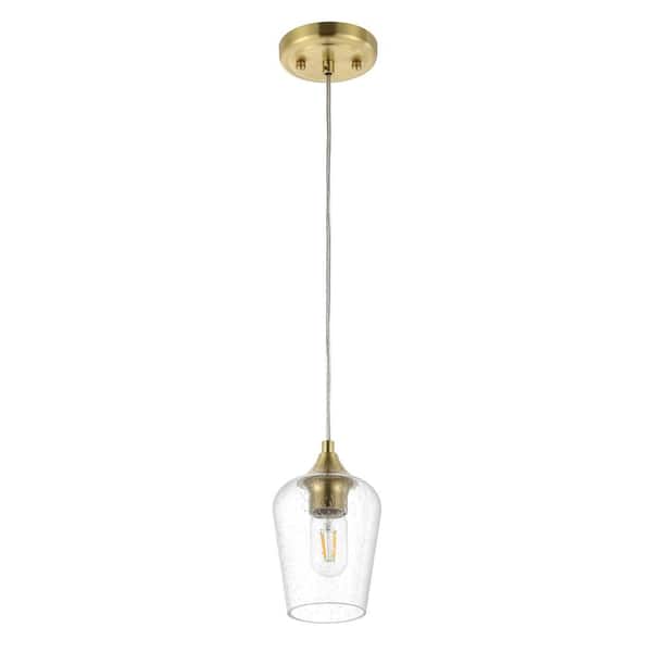 WINGBO 1-Light Gold Mini Pendant with Clear Glass Shade