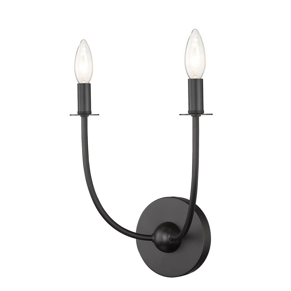 Matte Black and White 2-Light Wall Sconce
