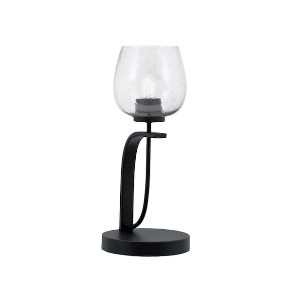 Unbranded Olympia 16.5 in. Matte Black Piano Desk Lamp with Smoke Bubble Glass Shade