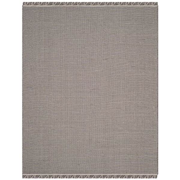 SAFAVIEH Montauk Ivory/Black 8 ft. x 10 ft. Multi-Striped Solid Area Rug