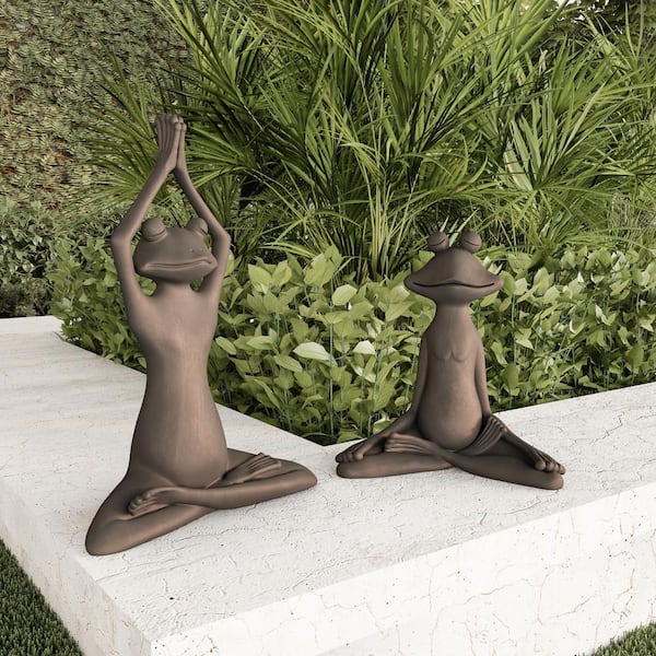 Pure Garden Lawn and Garden Meditating Frog Statue HW1500136 - The