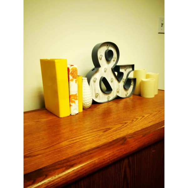 Lone Elm Studios 13 in. x 12 in. Plastic Lighted Ampersand Wall Art