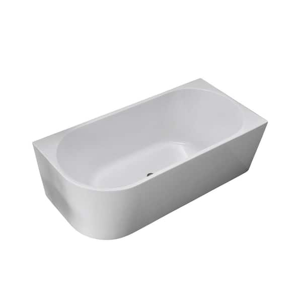 67 in. x 31.5 in. Acrylic Soaking Freestanding Bathtub in Glossy White