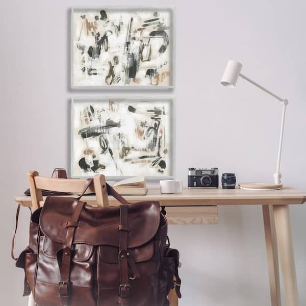 Neutral Earth Tones Abstraction by June Erica Vess 2 Piece Gray Framed Abstract Giclee Art Print 24 in. x 30 in.