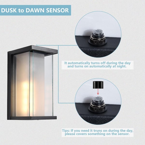 Maxax Montpelier 1-Light Black Hardwired 12.6 in. H Outdoor Sconce