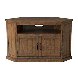 Rustic Natural Wood 50 in. Corner TV Stand Fits TVs Up to 55 in.