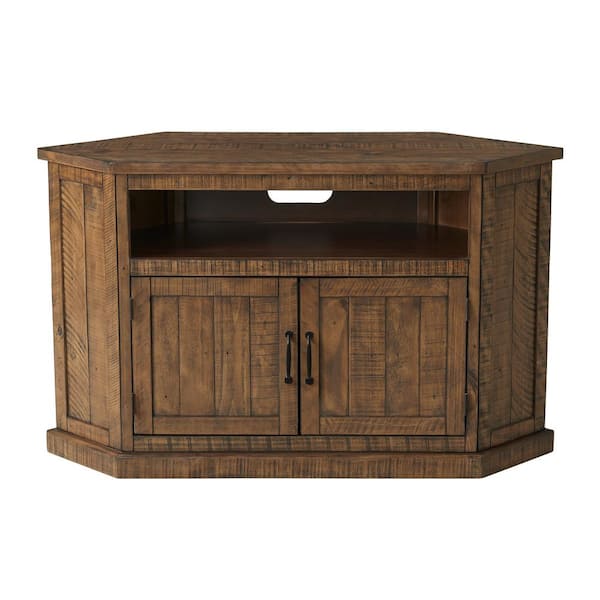 Martin Svensson Home Rustic Natural Wood 50 in. Corner TV Stand Fits TVs Up to 55 in.