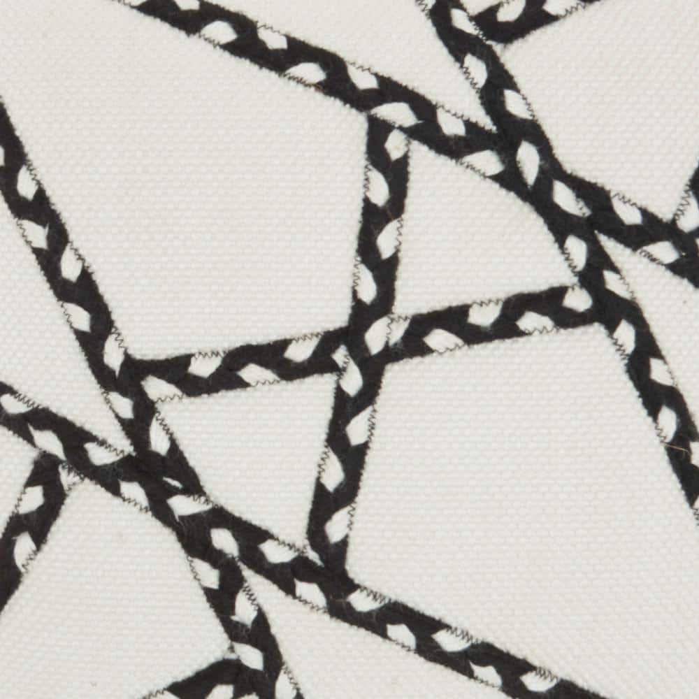 Black and White Geometric Woven Square Throw Pillow, 18" x 18"