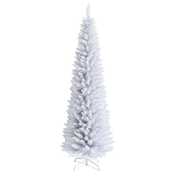 Costway 7ft Unlit Slim Artificial Christmas Tree Pencil W/Metal Stand ...