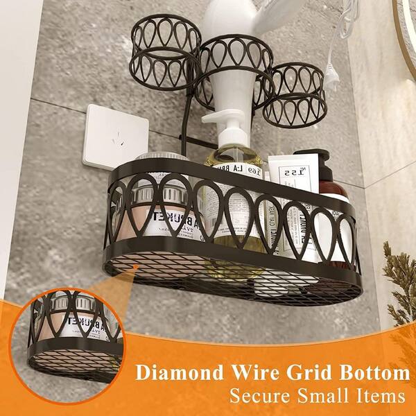 WELLAND Bathroom Organizer Desktop Storage Include Hair Dryer Rack