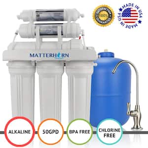6 Stage 50 GPD -Superior Reverse Osmosis pH+ Alkaline Mineral Under the Sink Water Filter System