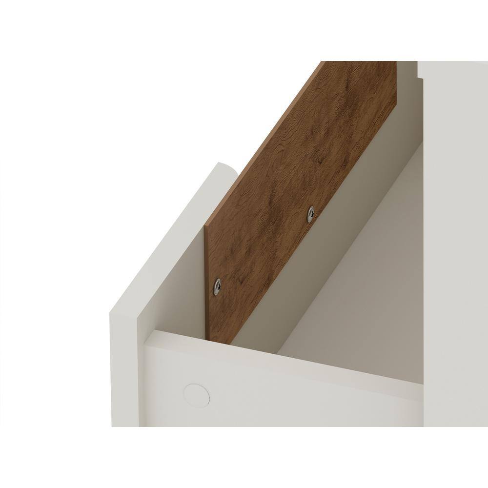 Rockefeller Mid-Century Off White Nightstand Pair with Metal Legs