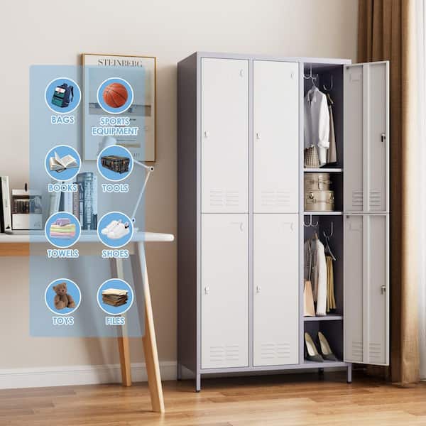Hephastu 35 in. W x 72 in. H x 16 in. D Freestanding Cabinets w/ 6
