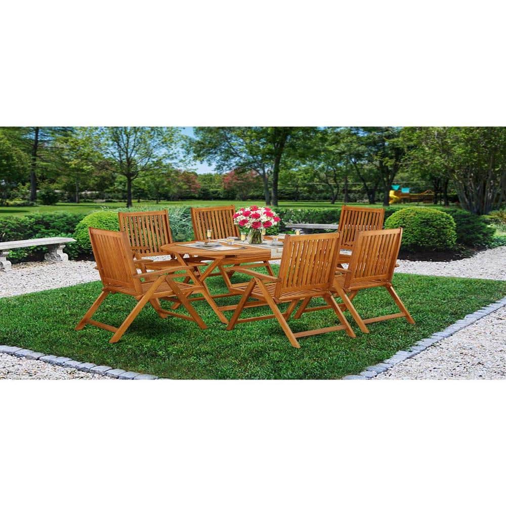 7-Piece Natural Oak Finish Solid Wood Top Dining Table with 6 Chairs with Lattice Back price history on PriceWatchPro