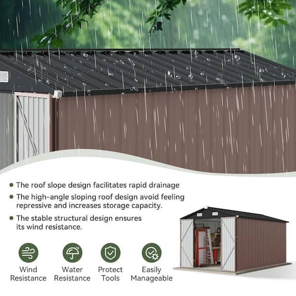 Sizzim 8 x 12 ft. Black Metal Storage Shed with Lockable Sizzim 8 x 12 ft. Black Metal Storage Shed with Lockable