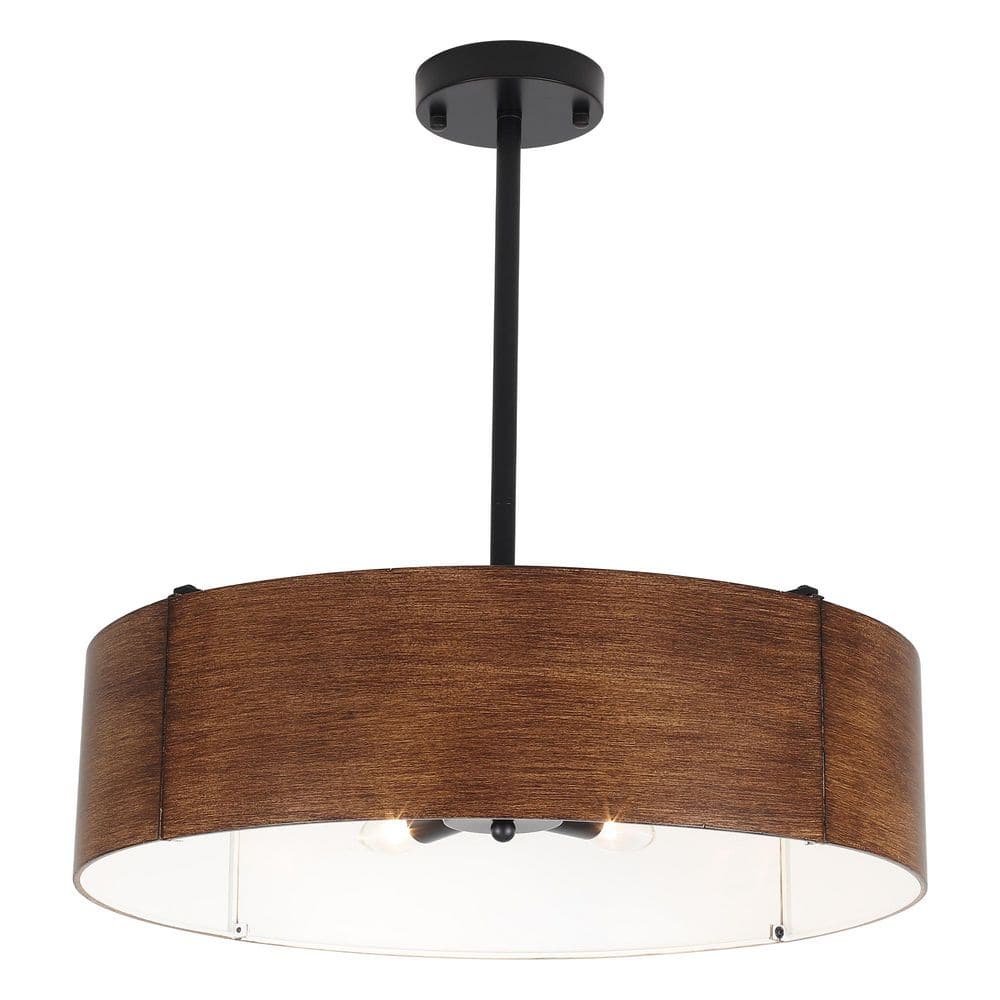 19.68 In. 5-Light Modern Drum Matte Black and Brown Semi-Flush Mount Ceiling Light for Dining room Not Included Bulbs price history on PriceWatchPro