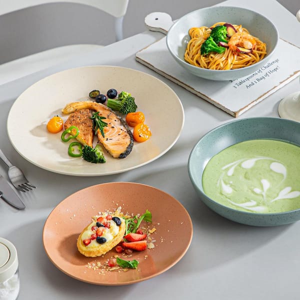 MALACASA 16-Piece Multi-Colored Stoneware Dinnerware Set Service