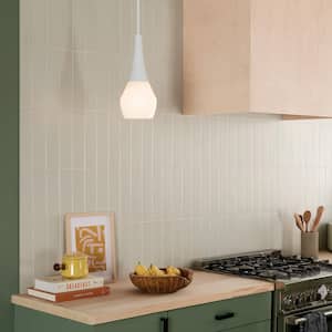 Deela 17 in. 1-Light White Modern Kitchen Island Pendant Hanging Light with Opal Glass