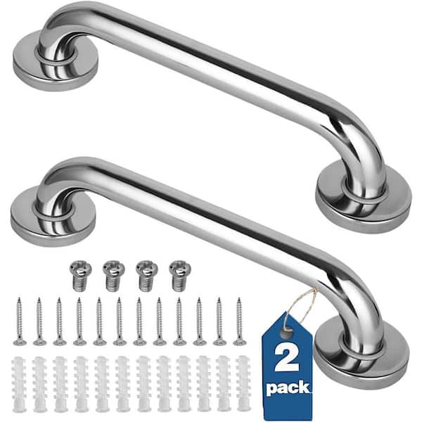 12 in. Stainless Steel Bathroom Grab Bar for Shower Chair Bench, Grab Bars Senior, Elderly, Handicap (2-Pack)