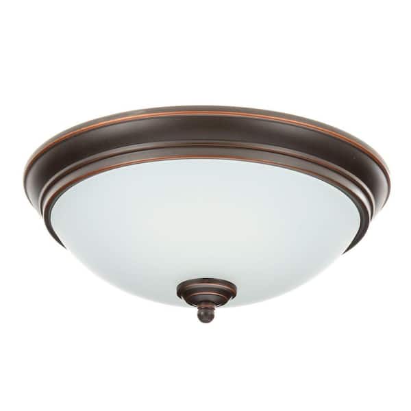 Hampton Bay Clifton 11 in. Oil Rubbed Bronze Selectable LED Flush Mount