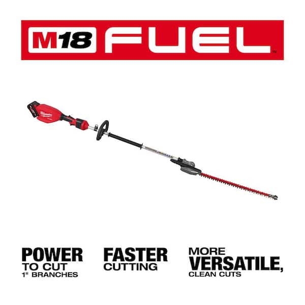 Milwaukee M18 FUEL 18V 24 in. Brushless Cordless Battery Powered Pole Articulating Hedge Trimmer Kit w/ 8.0 Ah Battery, Charger