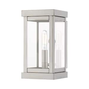 Hopewell 1-Light Brushed Nickel Outdoor Wall Lantern Sconce