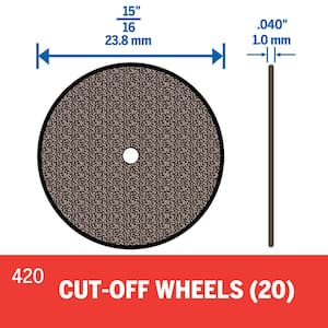 15/16 in. Rotary Tool Thick Heavy-Duty Cut-Off Wheels for Metal, Wood, Plastic and Ceramics (20-Pack)