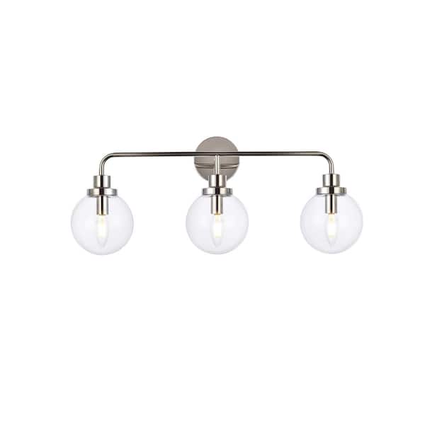 Unbranded Home Living 28 in. 3-Light Polished Nickel Vanity Light with Glass Shade