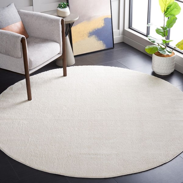 Melody 4 ft. x 4 ft. Ivory Solid Parallel Round Area Rug