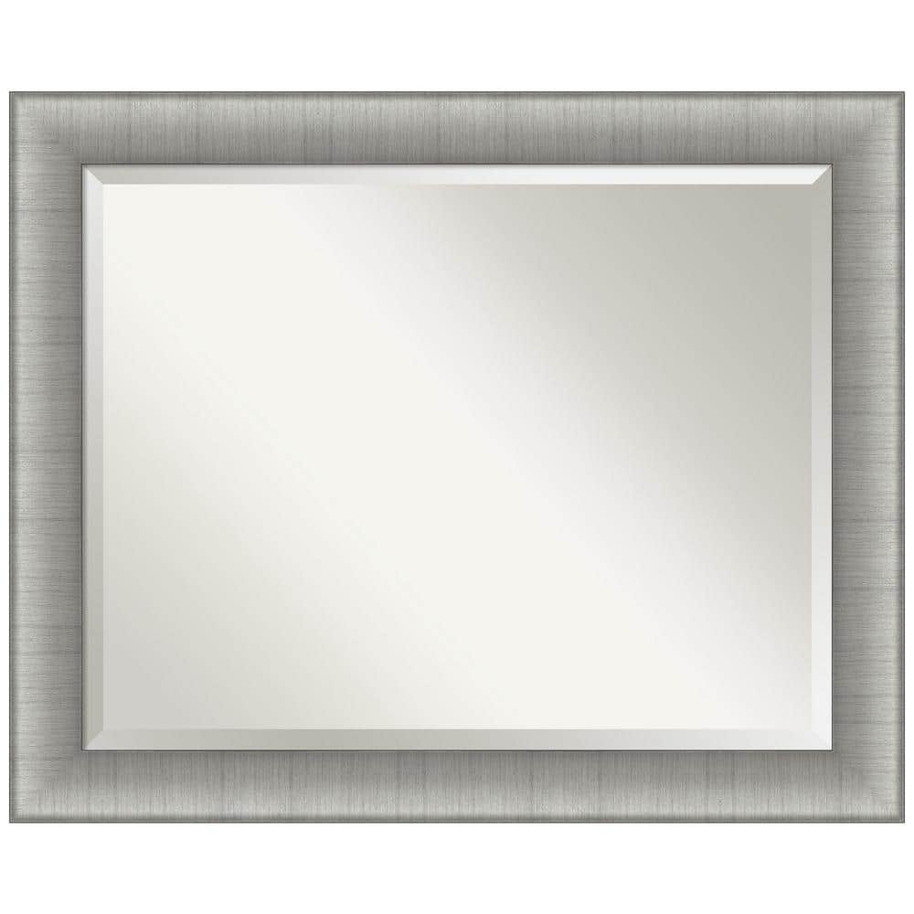 Elegant Brushed Pewter Rectangular Vanity Wall Mirror 33"x27"