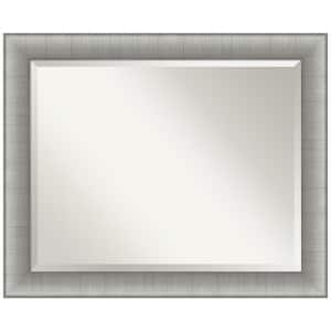 Medium Rectangle Pewter Silver Metallic Beveled Glass Modern Mirror (26.75 in. H x 32.75 in. W)
