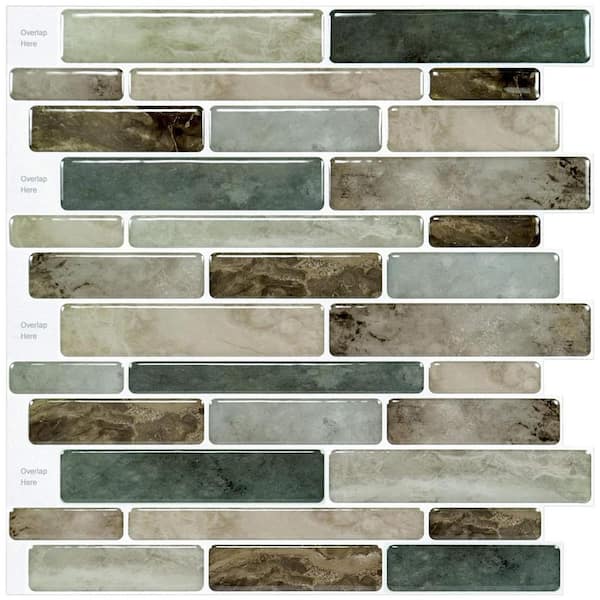 Dark Brown 12 in. x 12 in. Vinyl Peel and Stick Backsplash 10-Pack