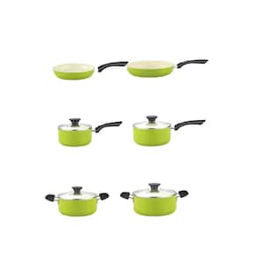 10-Piece Ceramic Nonstick Cookware Set with Saucepans, Frying Pans, Dutch Oven Pots with Lids, Green