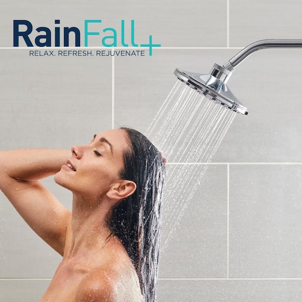 8-Spray Patterns with 1.8 GPM 7 in. Wall Mount Rain Fixed Shower Head in Chrome