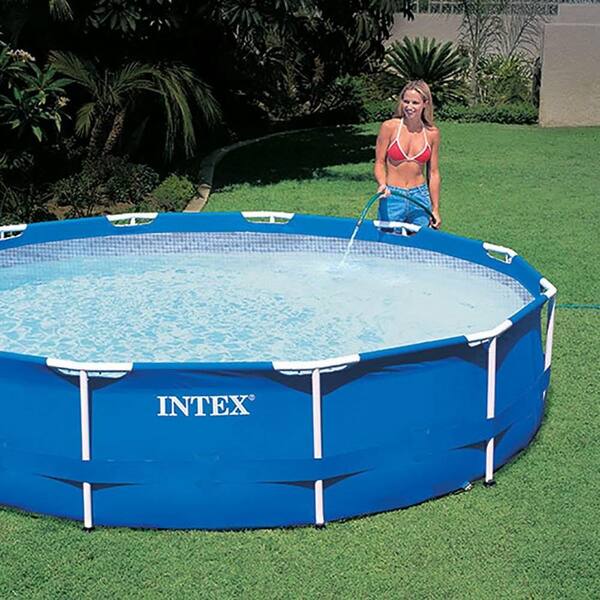 Intex 12 ft . Round 24 in. D Above Ground Swimming Pool Metal Frame Pool  Set with Filter (3-Pack) 3 x 28211EH - The Home Depot